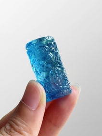 Beautiful Natural Aquamarine Carved Fortune Dragon Pendant