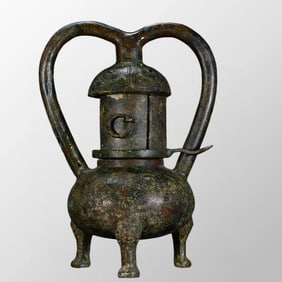 Vintage Chinese Bronze Ox Oil Lamp