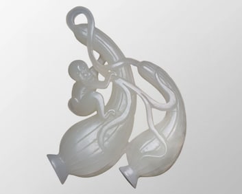 Openwork Chinese Natural Hetian Jade Carved Melon Pendant