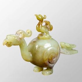 Superb Vintage Chinese Hetian Jade Carved Phoenix Burner