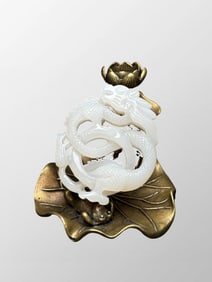 Openwork Chinese Natural Hetian Jade Carved Fortune Dragon Pendant