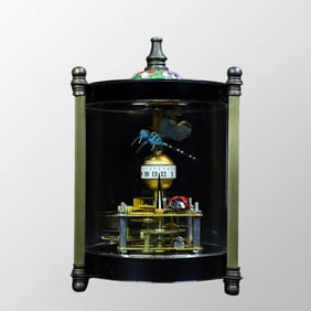 Vintage Brass Dragonfly & Coccinella Septempunctata Mechanical Clock