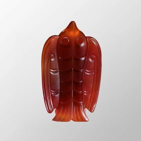 Hand Carved Chinese Agate Bird Pendant