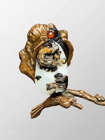 Superb Chinese Hetian Jade Carved Fortune Dragon Pendant