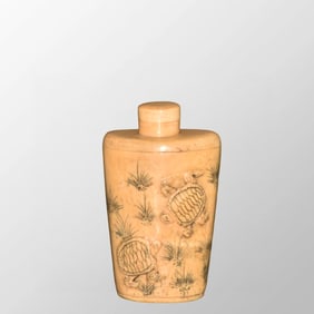 Vintage Ox Bone Carved Long Life Turtle Snuff bottle