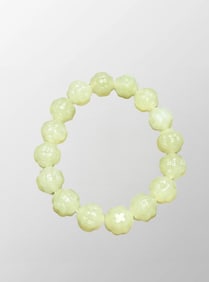 12mm Chinese Natural Hetian Jade Beads Bracelet
