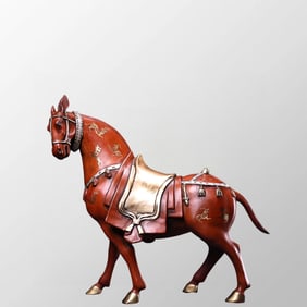Vintage Chinese Gilt Gold-plated Silver Copper Horse Statue