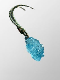 Beautiful Natural Aquamarine Carved Fortune Cabbage Pendant