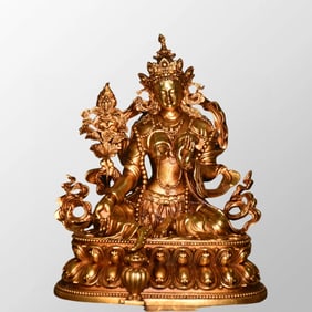 Tibetan Buddhism Gilt Gold Bronze Tara Statue
