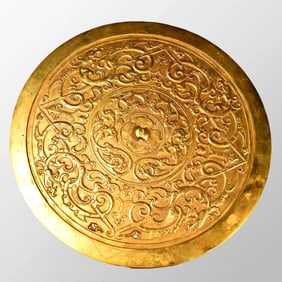 Superb Chinese Gilt Gold Bronze Dragon Design Mirror