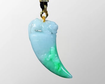 Superb Natural Green Jadeite Fortune Pixiu Pendant