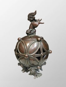 Openwork Vintage Chinese Copper Fortune Lion Incense Burner