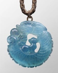 Beautiful Natural Aquamarine Carved Dragonfish Pendant