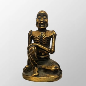 Old Chinese Gilt Gold Bronze Arhat Statue