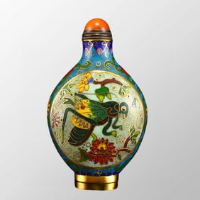 Vintage Chinese Copper Cloisonne Snuff Bottle
