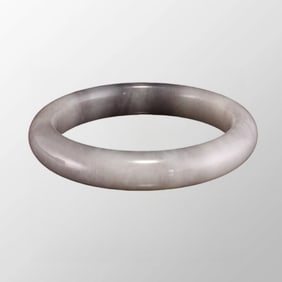 Inside Diameter 56 mm Chinese Natural White & Gray Hetian Jade Bracelet