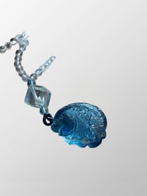 Beautiful Natural Aquamarine Carved Carp Pendant