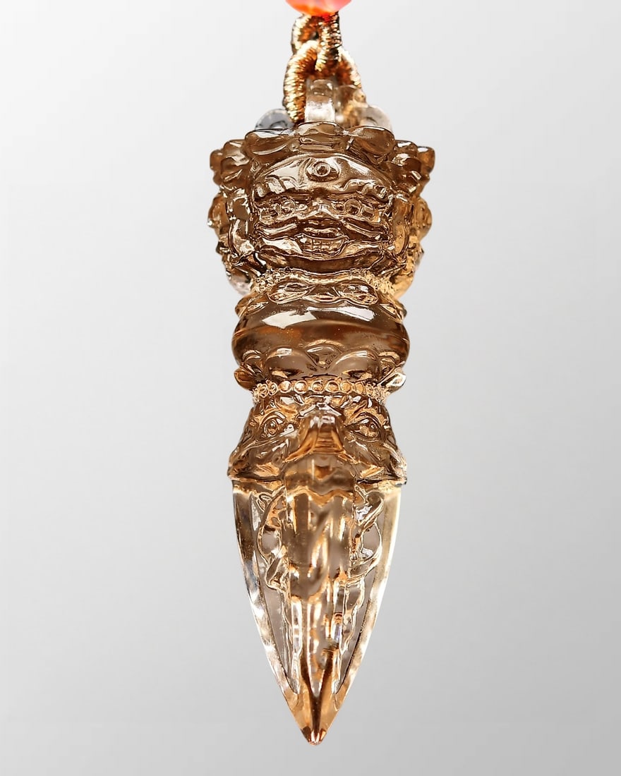 Chinese Crystal Carved Pestle Xiangmo Pendant: Chinese Crystal Carved Pestle Xiangmo PendantDimension:57 x 19 x 19 (mm)2.24 x 0.75 x 0.75 (inches) Weight:0.04 lbs/ 18 g