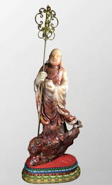 Exquisite Chinese Shoushan Stone Carved Ksitigarbha Buddha Statue