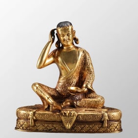 Tibetan Buddhism Gilt Gold Bronze Arhat Statue