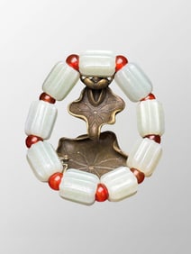 Chinese Natural Hetian Jade Beads Bracelet