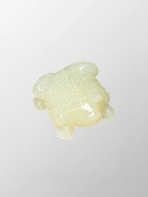 Chinese Natural Hetian Jade Carved Fortune Toad Statue