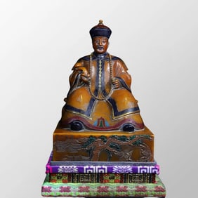 Vintage Chinese Hand Drawn Shoushan Stone Figure Seal w Box