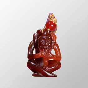 Old Chinese Agate Carved Figure Pendant