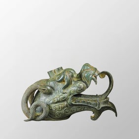 Vintage Chinese Bronze Dragon Head Statue