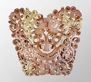 Openwork Vintage Chinese Hetian Jade Carved Dragon Phoenix Jade Bi