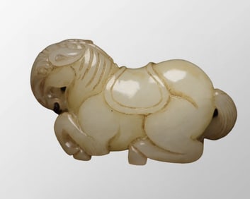 Vintage Chinese Natural Hetian Jade Carved Horse Pendant