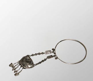 Vintage Chinese White Copper Carp Necklace