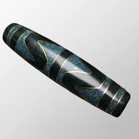 Tibetan DZI Agate Inlay Gold Wires Lucky Pendant