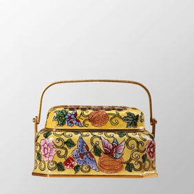 Openwork Vintage Chinese Brass Enamel Handwarmer