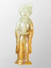 Chinese Hetian Jade Carved Woman Statue