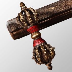 Vintage Buddhist Gilt Gold Copper Pestle XiangMo Statue