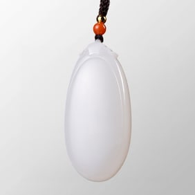 Chinese Natural Hetian Jade Lucky Pendant w Certificate