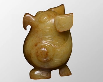 Vintage Chinese Hetian Jade Carved Divine Bird Statue