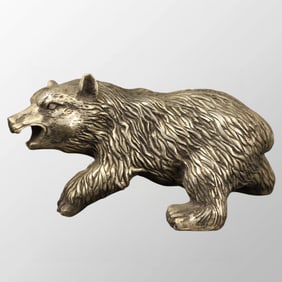 Vintage Chinese White Copper Bear Statue