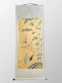 Chinese Watercolour On Xuan Paper Flowers Bird Painting - Zhang Da Qian