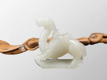 Chinese Natural Hetian Jade Carved Camel Pendant