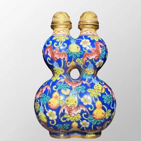 Chinese Gilt Gold Bronze Enamel Conjoined Snuff Bottle