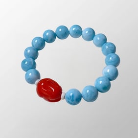 Beautiful Natural Larimar & Nanhong Agate Beads Bracelet