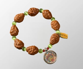 Natural Olive Nut Laughing Buddha Beads Bracelet