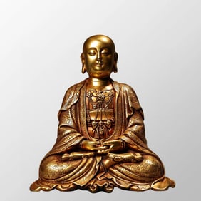 5.5Kg Vintage Chinese Gilt Gold Bronze Ksitigarbha Statue