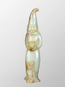 Vintage Chinese Hetian Jade Carved Figure Statue