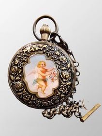 Vintage Brass Machinery Pocket Watch