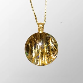 Beautiful Quartz Rutilated Crystal Bead Pendant
