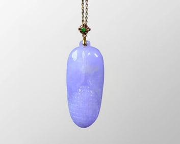 Beautiful Purple Jadeite Carved Corn Pendant