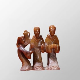 Vintage Chinese Hetian Jade Carved Figure Statue